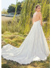 Ivory Lace Tulle Criss-cross Back Sweet Wedding Dress